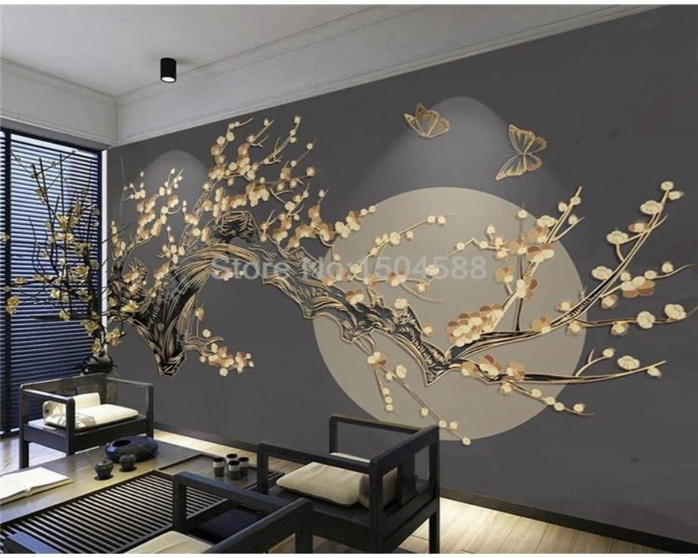 3D Wallpaper Chinese Blossom Moon